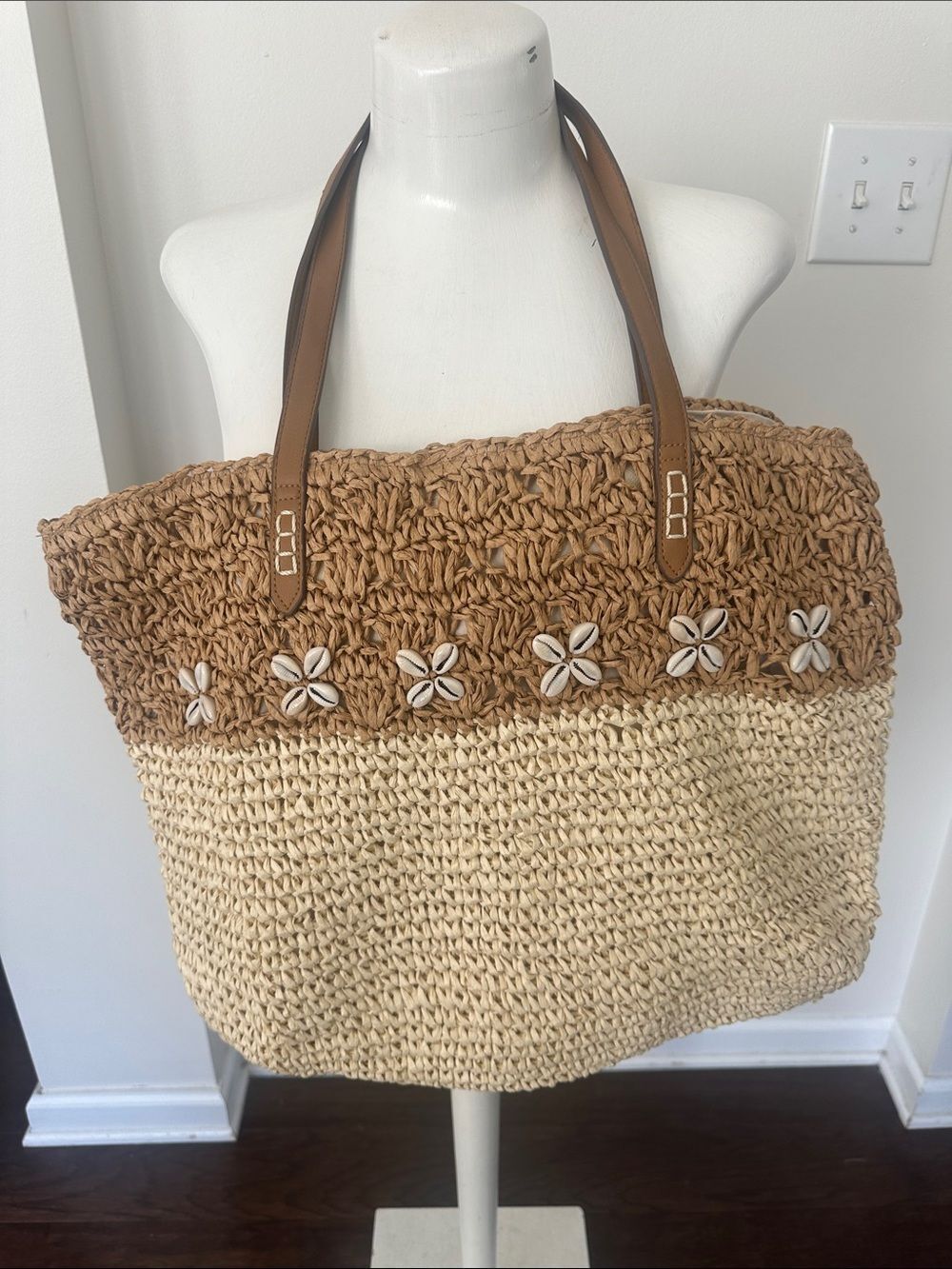 INC PAPER & Shells Weaved Shoulder Bag